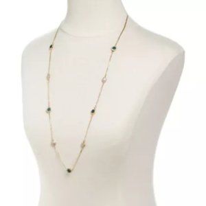 Long Gold-Tone Halo Station Necklace